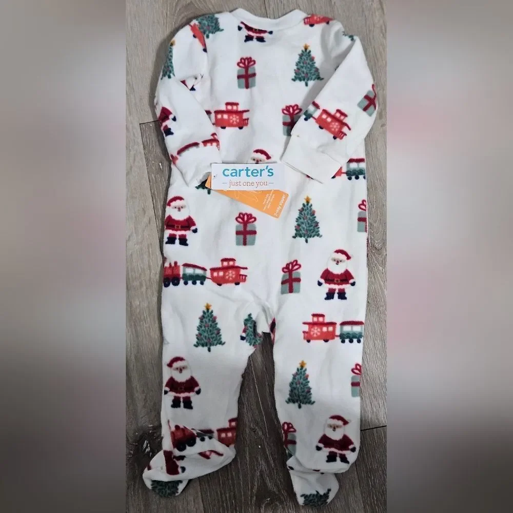 Carter's baby Size 6 Months Footed Christmas Sleeper Santa & Train NEW